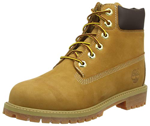 Timberland 6 In Premium Waterproof, Botas Unisex Niños, Amarillo (Wheat Nubuck), 35 EU