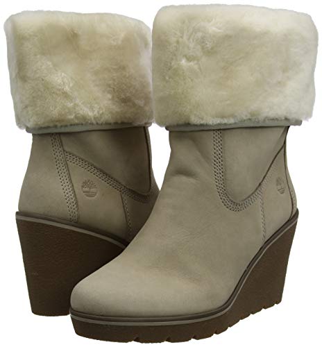 Timberland Paris Height Shearling, Botas Mujer, Beige Taupe Nubuck, 38.5 EU