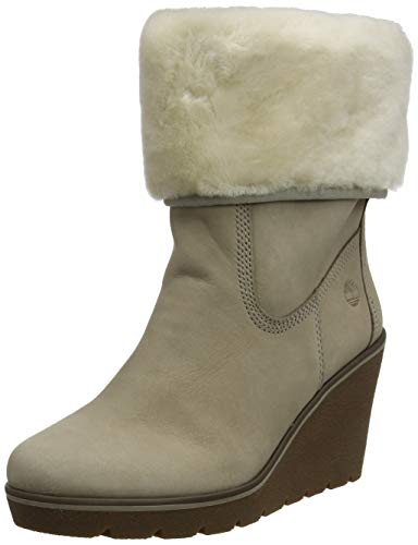 Timberland Paris Height Shearling, Botas Mujer, Beige Taupe Nubuck, 38.5 EU