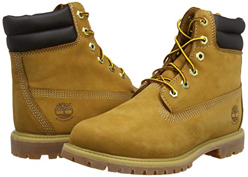 Timberland Waterville 6 Inch Double Collar Waterproof, Botas para Mujer, Amarillo (Wheat Nubuck), 39 EU