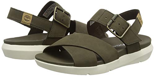 Timberland Wilesport Leather, Sandalia con Pulsera Mujer, Verde Olive Nubuck, 39 EU