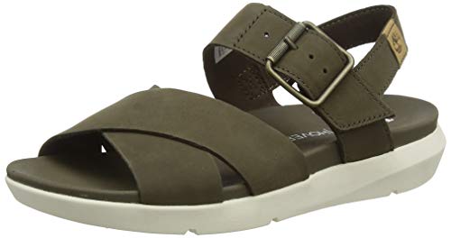 Timberland Wilesport Leather, Sandalia con Pulsera Mujer, Verde Olive Nubuck, 39 EU