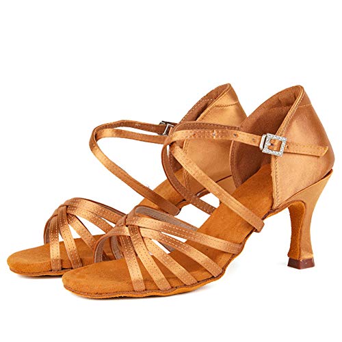 TINRYMX Zapatos de Baile Latino Mujer Salsa Zapatillas de Baile de Salon de Satén Zapatos de Baile Baratos, EU 37.5