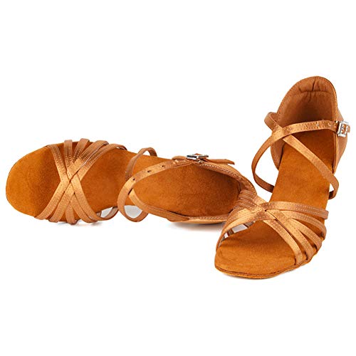 TINRYMX Zapatos de Baile Latino Mujer Salsa Zapatillas de Baile de Salon de Satén Zapatos de Baile Baratos, EU 37.5