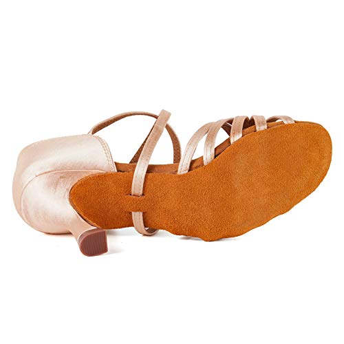 TINRYMX Zapatos de Baile Latino Mujer Salsa Zapatillas de Baile de Salon de Satén Zapatos de Baile Baratos, EU 39