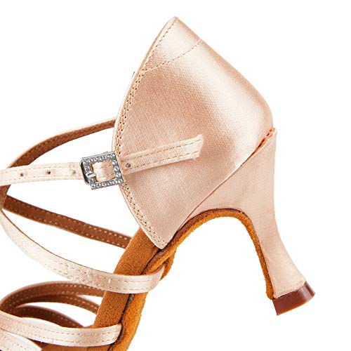 TINRYMX Zapatos de Baile Latino Mujer Salsa Zapatillas de Baile de Salon de Satén Zapatos de Baile Baratos, EU 39