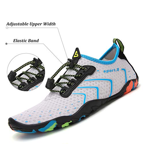 Tmaza Zapatos de Agua Mujer Secado Rápido Escarpines Piscina Respirable Antideslizante Escarpines Snorkel para Vela,Kayak,Buceo Azul Claro 41 EU