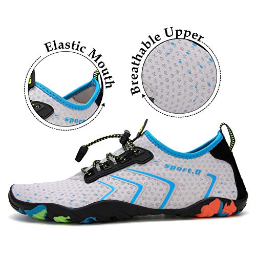 Tmaza Zapatos de Agua Mujer Secado Rápido Escarpines Piscina Respirable Antideslizante Escarpines Snorkel para Vela,Kayak,Buceo Azul Claro 41 EU