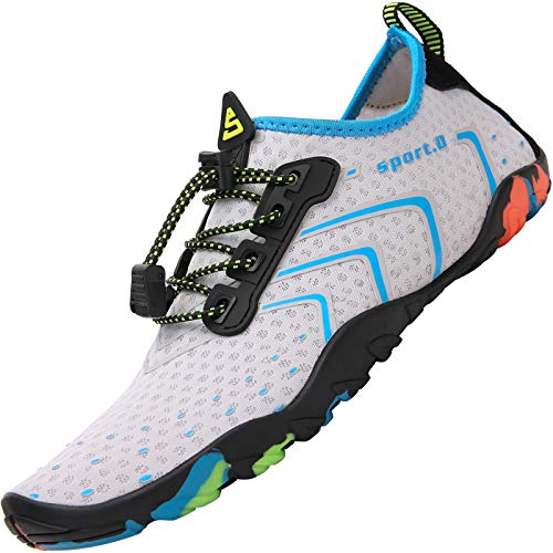 Tmaza Zapatos de Agua Mujer Secado Rápido Escarpines Piscina Respirable Antideslizante Escarpines Snorkel para Vela,Kayak,Buceo Azul Claro 41 EU