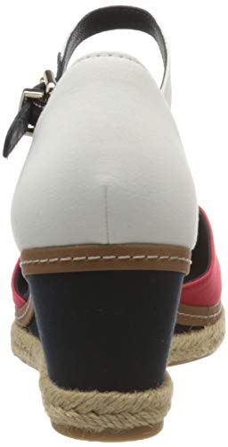 Tommy Hilfiger Basic Closed Toe Mid Wedge, Sandalias con Punta Abierta Mujer, Rojo (RWB 0kp), 39 EU