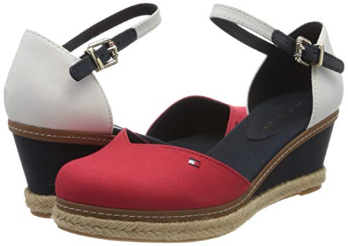 Tommy Hilfiger Basic Closed Toe Mid Wedge, Sandalias con Punta Abierta Mujer, Rojo (RWB 0kp), 39 EU