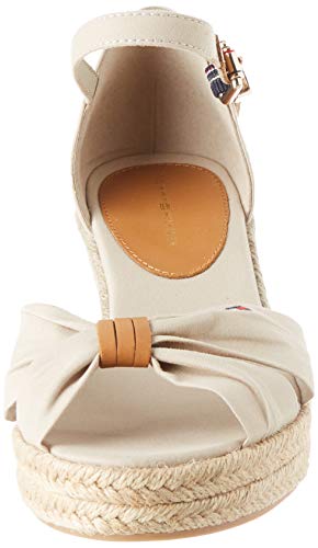Tommy Hilfiger Basic Opened Toe Mid Wedge, Sandalias con Punta Abierta Mujer, Beige (Stone Aep), 40 EU