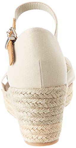 Tommy Hilfiger Basic Opened Toe Mid Wedge, Sandalias con Punta Abierta Mujer, Beige (Stone Aep), 40 EU