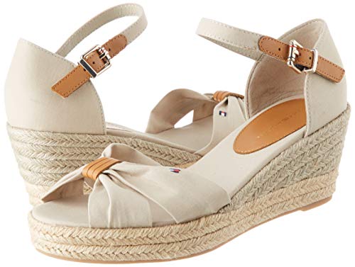 Tommy Hilfiger Basic Opened Toe Mid Wedge, Sandalias con Punta Abierta Mujer, Beige (Stone Aep), 40 EU