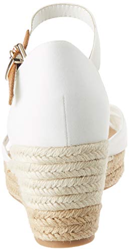 Tommy Hilfiger Basic Opened Toe Mid Wedge, Sandalias con Punta Abierta Mujer, Blanco (Ivory Ybi), 38 EU