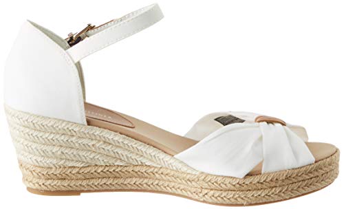 Tommy Hilfiger Basic Opened Toe Mid Wedge, Sandalias con Punta Abierta Mujer, Blanco (Ivory Ybi), 38 EU