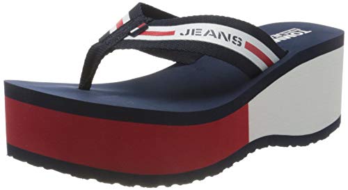 Tommy Hilfiger Chunky Tape Beach Sandal, Sandalias Punta Cerrada para Mujer, Azul (Twilight Navy C87), 39 EU