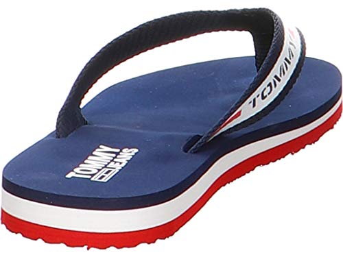 Tommy Hilfiger Chunky Tape Flat Beach Sandal, Sandalias Punta Cerrada Mujer, Azul (Twilight Navy C87), 37 EU