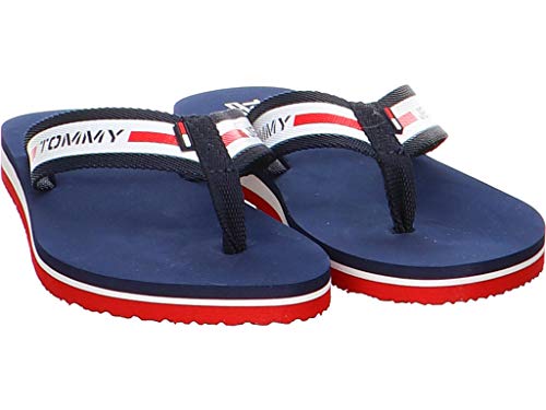 Tommy Hilfiger Chunky Tape Flat Beach Sandal, Sandalias Punta Cerrada Mujer, Azul (Twilight Navy C87), 37 EU