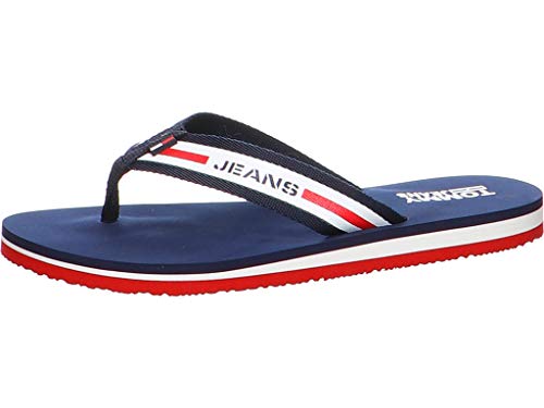 Tommy Hilfiger Chunky Tape Flat Beach Sandal, Sandalias Punta Cerrada Mujer, Azul (Twilight Navy C87), 37 EU