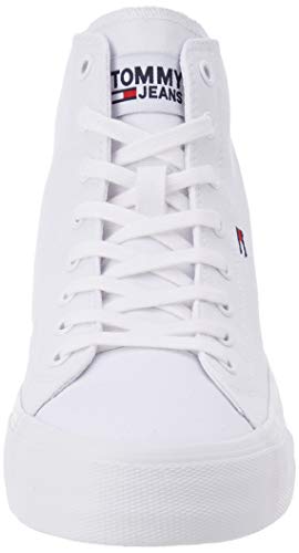 Tommy Hilfiger Classic Mid Tommy Jeans Sneaker, Zapatillas Altas Hombre, Blanco (White Ybs), 44 EU