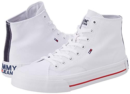 Tommy Hilfiger Classic Mid Tommy Jeans Sneaker, Zapatillas Altas Hombre, Blanco (White Ybs), 44 EU
