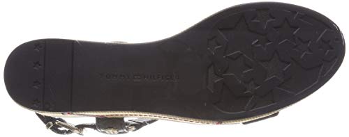 Tommy Hilfiger Elevated Leather Flatform Sandal, Sandalias con Plataforma Mujer, Negro (Black 990), 38 EU