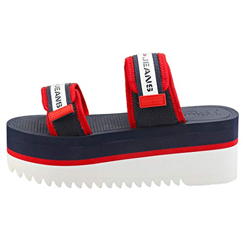 Tommy Hilfiger EN00871 C87 - Chanclas Mujer Azul Talla 38