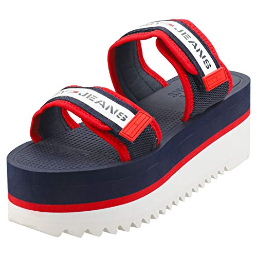 Tommy Hilfiger EN00871 C87 - Chanclas Mujer Azul Talla 38