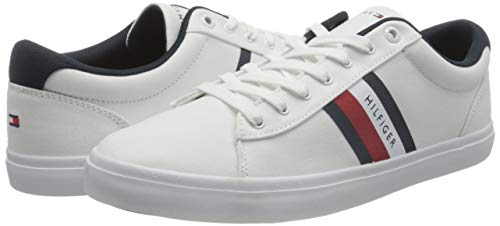 Tommy Hilfiger Essential Stripes Detail Sneaker, DETALLADOR DE Rayas Esenciales Hombre, White, 42 EU