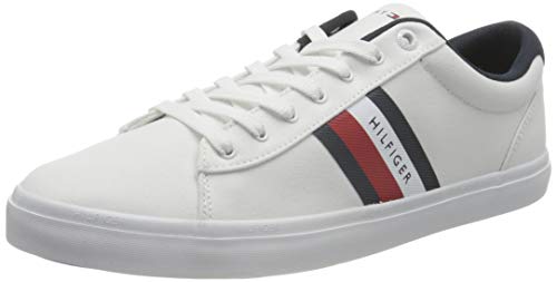 Tommy Hilfiger Essential Stripes Detail Sneaker, DETALLADOR DE Rayas Esenciales Hombre, White, 42 EU