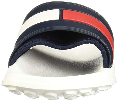 Tommy Hilfiger Flag Pool Slide, Zapatos de Playa y Piscina para Hombre, Blanco (White 100), 45/46 EU