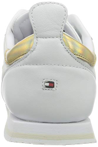 Tommy Hilfiger Gold Signature Retro Runner, Firma DE Oro Mujer, Blanco, 41.5 EU