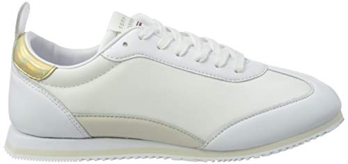 Tommy Hilfiger Gold Signature Retro Runner, Firma DE Oro Mujer, Blanco, 41.5 EU