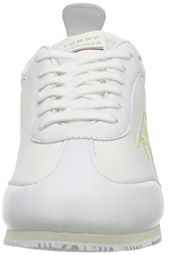 Tommy Hilfiger Gold Signature Retro Runner, Firma DE Oro Mujer, Blanco, 41.5 EU