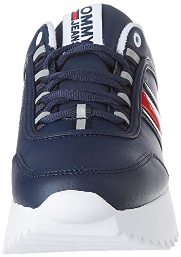Tommy Hilfiger High Cleated Flag Sneaker, Zapatillas Mujer, Azul (Twilight Navy C87), 41 EU