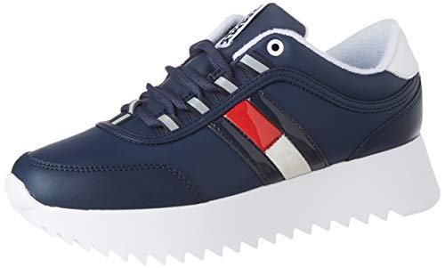 Tommy Hilfiger High Cleated Flag Sneaker, Zapatillas Mujer, Azul (Twilight Navy C87), 41 EU