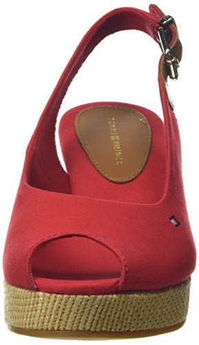 Tommy Hilfiger Iconic Elba Sling Back Wedge, Sandalias con Punta Abierta Mujer, Rojo (Primary Red XLG), 37 EU