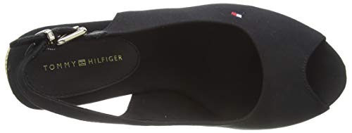 Tommy Hilfiger Iconic Elena Sling Back Wedge, Sandalias con Punta Abierta Mujer, Negro (Black Bds), 40 EU