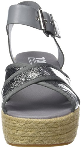 Tommy Hilfiger Metallic Flatform Sandal, Sandalias con Plataforma Plana Mujer, Plateado (Silver 000), 37 EU