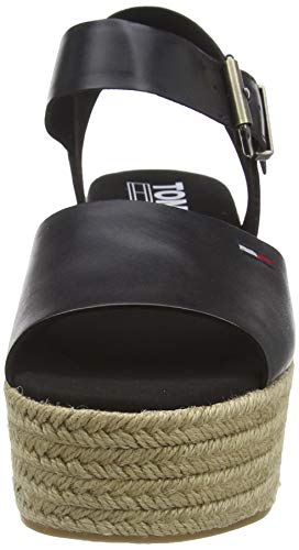 Tommy Hilfiger Natural Flatform Sandal, Sandalias Punta Cerrada Mujer, Negro (Black Bds), 41 EU