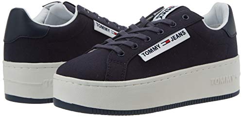 Tommy Hilfiger Oversized Label Icon Sneaker, Zapatillas Mujer, Azul (Twilight Navy C87), 39 EU