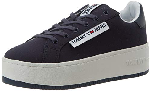 Tommy Hilfiger Oversized Label Icon Sneaker, Zapatillas Mujer, Azul (Twilight Navy C87), 39 EU