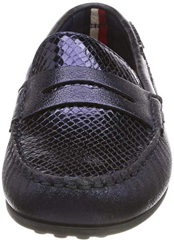 Tommy Hilfiger Snake Pattern Moccasin, Mocasines para Mujer, Azul (Tommy Navy 406), 38 EU