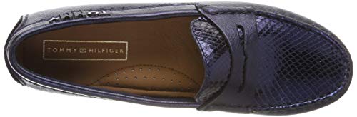 Tommy Hilfiger Snake Pattern Moccasin, Mocasines para Mujer, Azul (Tommy Navy 406), 38 EU
