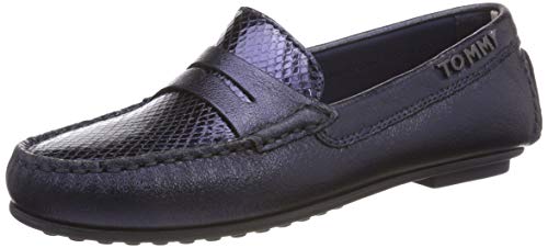 Tommy Hilfiger Snake Pattern Moccasin, Mocasines para Mujer, Azul (Tommy Navy 406), 38 EU