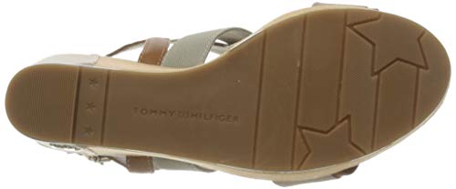 Tommy Hilfiger TH Hardware Basic High Wedge, Sandalias Punta Cerrada Mujer, Beige (Stone Aep), 40 EU