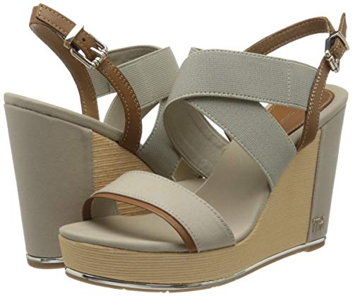 Tommy Hilfiger TH Hardware Basic High Wedge, Sandalias Punta Cerrada Mujer, Beige (Stone Aep), 40 EU