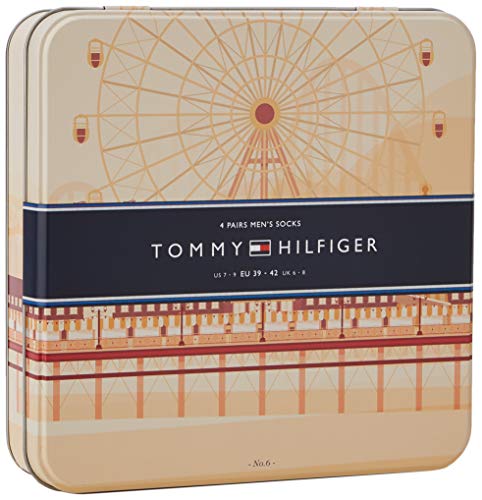 Tommy Hilfiger Th Men Ss19 Giftbox 4p Calcetines, Azul (Tommy Original 085), 43/46 (Talla del fabricante: 043) (Pack de 4) para Hombre