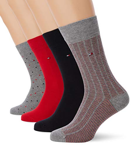 Tommy Hilfiger Th Men Ss19 Giftbox 4p Calcetines, Azul (Tommy Original 085), 43/46 (Talla del fabricante: 043) (Pack de 4) para Hombre